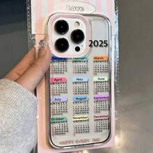 Étui de téléphone Calendrier de l'Année Nouvelle 2025, couverture transparente perforée - Compatible avec Apple et modèles de téléphones - Transparent - Voir 3
