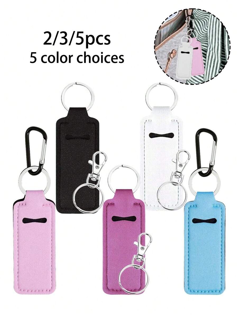 Lipstick Keychain Holder With Clip, Suitable For Women Winter Gift, Lipstick Case, Lipstick Bag, Portable Pocket Lip Gloss Tube Storage Bag, Travel Accessory, Lipstick Keychain Holder, Multi-Functional Accessory - Multicolor - View 1