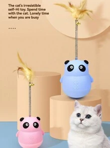 Pet Interactive Puzzle Toy - Wobble Feeder Ball & Feather Teaser Combo, 2-In-1 Entertainment & Enrichment For Cats - Multicolor - View 2