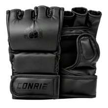 1 Pair Training MMA Gloves Fingerless MMA & Boxing Hand Protection Shock-Absorbing And Breathable Gloves - Black - View 2