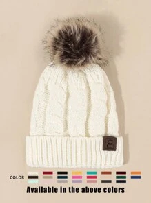 1pc Knitted Hat With Embroidery Graphic And Pom Pom, Unisex Y2K Style, Outdoor Warm Casual Beanie Hat For Commuting In Winter - Knitted Hat - View 20