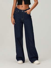 Women Fashion Jeans Star Pattern Loose Denim Pants Spring Fall Casual Low Waist Trousers