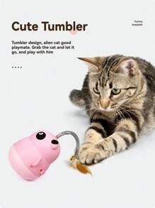 Pet Interactive Puzzle Toy - Wobble Feeder Ball & Feather Teaser Combo, 2-In-1 Entertainment & Enrichment For Cats - Multicolor - View 10