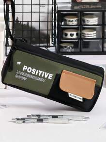 1 pieza Bolsa porta útiles escolares portátil de gran capacidad y multicapas para hombres y mujeres, bolsa de almacenamiento de bolígrafos para el campus, bolsa de almacenamiento de accesorios de papelería de escritorio, bolsa de almacenamiento multifuncional y conveniente, estuche para lápices de almacenamiento del campus - Multicolor - Ver 6