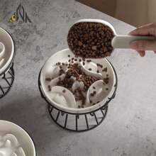 shuo ni mao yi 陶瓷慢食碗护颈椎架狗盆防磕碰小型犬猫食盆防呛狗碗