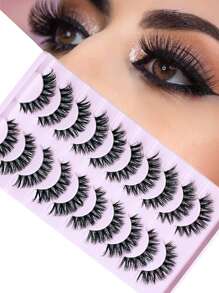 10 Pairs Of Clear And Fluffy Transparent False Eyelashes, Natural And Thin, Paired With Curly 3D Makeup Eyelashes, Creating A Natural And Eye-Catching Appearance
