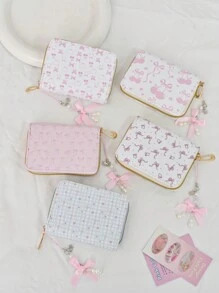 Carteira Pequena com Capacidade Reduzida para Estudantes, Impressão Fofa de Flor, Borboleta e Cereja, Diversos Slots para Cartões, Carteira Ultrafina Dia dos Namorados, Porta-Cartões de Visita, Porta-Cartões de Crédito, Carteira Feminina, Mini Carteira, Bolsa, Porta-Cartões