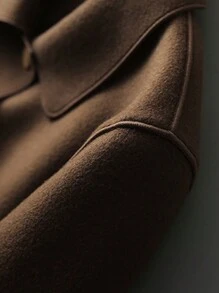 欧美时尚简约大码女装翻领单排扣高质感短款外套休闲纯色长袖复古气质宽松时尚上衣淑女秋装大码