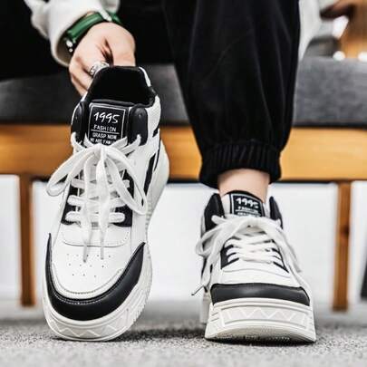 男士春季 2025 新款透气休闲运动鞋，潮流百搭时尚高跟平底鞋