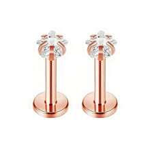 1 Pair Of 16G Stainless Steel Round Heart Five-Pointed Star Zirconia Lip Stud Nose Stud Lip Stud Monroe Lip Ring Spiral Earrings