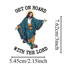 1PC, Fun 3-Inch Removable Outdoor Waterproof Vinyl Creative Gift Stickers Jesus Skateboard Sticker Funny Sticker Get On Board Sticker Christian Humor Sticker Faith And Skateboarding Sticker Meme Sticker Jesus On A Skateboard Decal - Multicolor - View 10