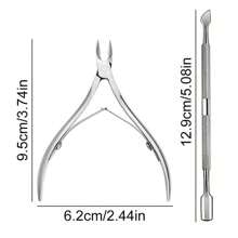 2PCS Professional Stainless Steel Nail Cutter Scissor Nippers Muti Function Cuticle Pusher Remover Nail Care Manicure Kits