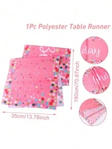 1pc 35*180cm Colorful Dot Style Happy Birthday Table Runner, Birthday Babe Shower Party Family Holiday Party Decoration Supplies, Room Table Decoration Supplies, Table Cloth Table Cover - Happy Birthday - View 10