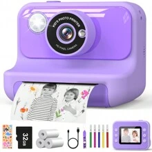 Gofunly Instant Print Camera For Kids Portable 1080P Digital Camera Toy Gift For 6-12 Year Boys Girls With 3 Rolls Of Printer Paper And 32GB SD Card