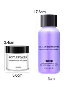 15 g Acrylpuder Nagel-Set, Acrylpuder und Flüssigkeit Set für Nägel, Kristall Flüssigkeit Set mit 3D Glitzer Nagelpinsel, rosa, weiß, klar Nagelpuder Set, für Anfänger zum Selbermachen Zuhause mit Acrylnagelpinsel.