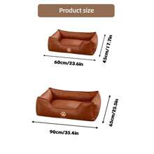1pc Dog/Cat Leather Cushion Bed, Polyester Filled, No Assembly Needed, Durable & Easy Clean, Suitable For All Dog/Cat Breeds And All Seasons