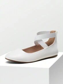 Women Flats Shoes Elastic Crossover Ankle Straps Ultra Soft Comfortable Dress Casual Elegant Style Party Dancing Ballet Flats - 白色 - 查看 6