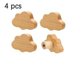 4 Pieces Wooden Cloud Shaped Dresser Handles With Two Different Sizes Of Screws For Cabinets, Furniture, Drawers