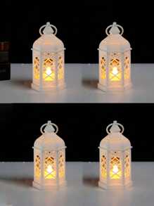 1/2/4 pièces Lanterne hexagonale portative de Ramadan (pile incluse), porte-bougie LED de style européen rétro simulé, imitant les effets de la lumière de bougie réelle, décoration de fête, décoration extérieure, décoration de jardin, convient pour les festivals quotidiens, Halloween, Noël, Action de grâce - Idéal pour les jardins, à l'intérieur, les chambres à coucher, les tables et l'extérieur