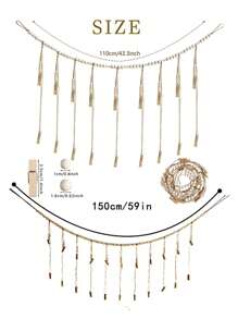 1 Piece Of Bohemian Style Wooden Bead String Hanging Photo Display, Natural Wood Color Wooden Bead Rope Flow Su Wood Clip Photo Storage Decoration Suitable For Classrooms, Dormitories, Bedrooms, Etc