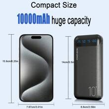 2 paquets de batterie externe 10 000 mAh. Chargeur portable avec 2 sorties USB, compatible avec Xiaomi, Oneplus, smartphones et tablettes etc. Charge super rapide, affichage LED de la puissance, ports USB et Type-C. Batterie lithium-polymère sûre et stable, convient pour une utilisation en extérieur, les courses, les voyages. Alimentation portable pour iPhone Apple, iPad, téléphones Android. Idéal pour les cadeaux, la famille, les amis, les anniversaires, Noël, l'hiver, le Nouvel An