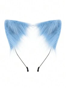 1 套毛绒猫耳朵头带，可爱毛绒狐狸耳朵角色扮演配饰，动漫道具和派对舞台装饰，狐狸耳朵头饰万圣节