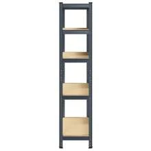 5 Tier Anthracite Steel And Engineered Wood Storage Shelf For Home And Office Organization - Black - View 4