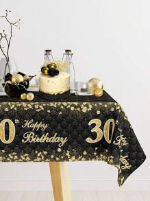 1 pieza Mantel rectangular descartable con decoración de oro fragmentado en negro y dorado para fiestas de cumpleaños 18, 30, 40, 50, 60 y 70 años. Perfecta decoración de mesa para fiestas de cumpleaños de hombres y mujeres, regalo y favor de fiesta.