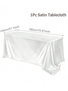 1Pc White Satin Square Tablecloth, Solid Color Polyester Table Cloth,Wedding Party Supplies, Birthday Decor,Home Decor,Perfect For Rustic Wedding,Bridal Shower,Birthday,BabyShower,Outdoor&Indoor, Ceremonies, Kitchen,Party Gatherings