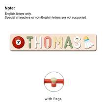 1 PC Customized Name Puzzle, Customize Your Name, Multiple Colors, Can Be Matched With Cute Elements, Wooden Educational Early Learning Toys, Baby Christening Anniversary Gift