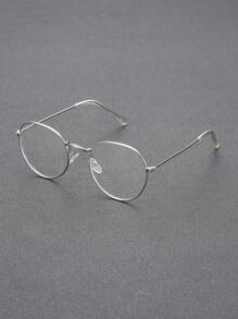 1pc Men Clear Glasses For Reading Eye Protection Daily School Life Clohing Accessories - Silver - View 1
