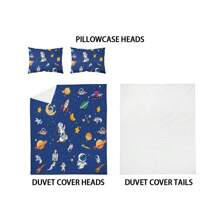 3pcs Bedding Set, Cool Astronaut Space Theme, Colorful Astronaut Universe & Starry Sky, Cute Cartoon Astronaut Space, Suitable For Valentine's Day Gift For Lover, Friend, Kids (1 Duvet Cover + 2 Pillow Shams, No Filler), Personalized Bedding, Soft & Skin-Friendly Duvet Cover, Various Sizes, Extra Large Size, Must-Have For Space Enthusiasts - YHC-SJT0170 - View 8