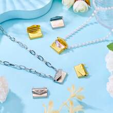 4pcs/20pcs Brass Locket Pendants Heart/Rectangle Photo Frame Charms For Anniversary Birthday Valentine's Day Necklace Gifts DIY