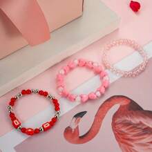 1SET Valentine's Day Christmas New Year, Handmade Jewelry, Elegant Women's Set, Valentine's Day Color Matching Love Beaded Letter Beads, Rose Bow Lip Pendant Pink White Tassel, DIY Bracelet Bracelet Brooch Bag Clothing Matching Accessories, Women's Jewelry Set, DIY Handmade Valentine's Day Birthday Gift - Multicolor - View 7