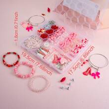 1SET Valentine's Day Christmas New Year, Handmade Jewelry, Elegant Women's Set, Valentine's Day Color Matching Love Beaded Letter Beads, Rose Bow Lip Pendant Pink White Tassel, DIY Bracelet Bracelet Brooch Bag Clothing Matching Accessories, Women's Jewelry Set, DIY Handmade Valentine's Day Birthday Gift - Multicolor - View 5