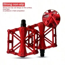 1 Pair Red Aluminum Alloy Mountain Bike Pedals With Anti-Slip Function