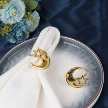 2/6pcs Elegant Star And Moon Napkin Rings,Gold Tone Alloy,Perfect For Farmhouse,Restaurant,Valentine's Day,Banquets And Home Kitchen Decor,Ramadan Kareem,Ramadan Mubarak,Ramadan Decor,Ramadan Festivals,Ramadan Gifts - Multicolor - View 7