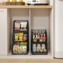 3-Tier Stackable Wire Baskets For Pantry Organization And Storage, Kitchen Counter Basket For Potato Onion Storage, Fruit And Vegetable Storage Basket, Metal Baskets For Snack Produce Cans