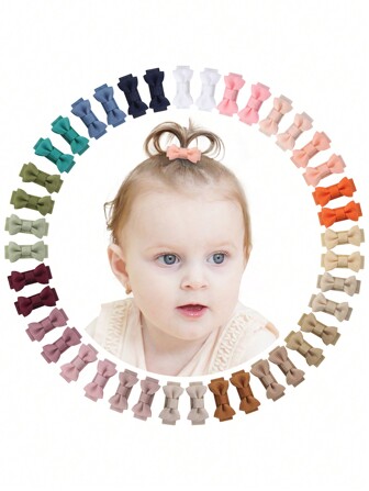 40/20/10pcs Set Morandi Random Color Kids Butterfly Hair Clips, Simple Solid Color Mini Hair Clips Suitable For Baby Girls, Side Bang Clip For Holiday Party Baby Hair Accessories