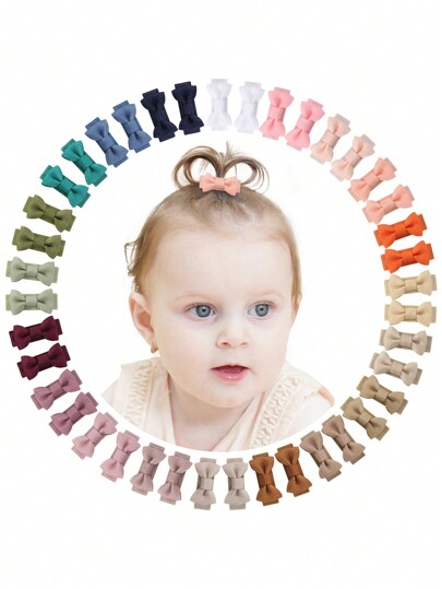 40/20/10 Stück Set Morandi zufällige Farben Kinder Haarbögen, einfache einfarbige Mini-Haarspangen geeignet für Baby Mädchen, Seitenpony-Clips für Feiertagspartys Baby Haarzubehör