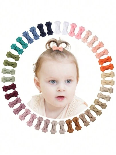 Set de 40/20/10 piezas de pinzas para el cabello con mariposas de colores Morandi aleatorios para niñas, pinzas de unicolor simple y mini adecuadas para bebés, pinzas para el flequillo para fiestas y accesorios para el cabello de bebé