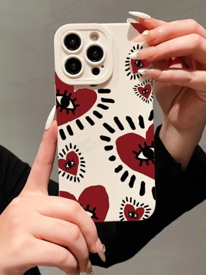 Evil Eye 1 szt. Perforowane krawędzie w kształcie serca Oczy Kolorowe malowane Grube Wstrząsoodporne Etui na Telefon Kompatybilne Z Iphone 16/16 Pro/16 Plus/16 Pro Max, IPhone 15 Pro Max, IPhone 13/14, Galaxy A50/A12/A32/A52/A72/A51/A21S/A13/A14/S22 Ultra/S23, Redmi 11/12 Pro/12/12X/Note 11/9A/9C, Poco X3 NFC, Redmi 10/9/Note 9/12C/Note 11 Pro, Redmi 10C/Note 8 Pro