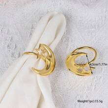 2/6pcs Elegant Star And Moon Napkin Rings,Gold Tone Alloy,Perfect For Farmhouse,Restaurant,Valentine's Day,Banquets And Home Kitchen Decor,Ramadan Kareem,Ramadan Mubarak,Ramadan Decor,Ramadan Festivals,Ramadan Gifts - Multicolor - View 6
