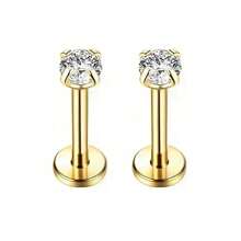 1 Pair Of 16G Stainless Steel Round Heart Five-Pointed Star Zirconia Lip Stud Nose Stud Lip Stud Monroe Lip Ring Spiral Earrings