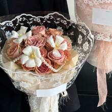 10张防水蕾丝印花花卉礼品包装纸 - 白色 - 查看 8