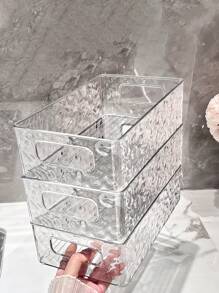 1 pieza Organizador de cosméticos transparente de lujo, caja de almacenamiento apilable para maquillaje, cuidado de la piel, lápiz labial, mascarillas de escritorio, de plástico acrílico, para vacaciones, playa, baño, colección de dormitorio, gran capacidad
