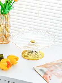 1pc Gold Edge Tray, Snack & Jewelry Storage Box, Dessert Display Stand, Elegant Cake Stand, Living Room Home Decor - Mother's Day Party, Spring Graduation School Season Decoration