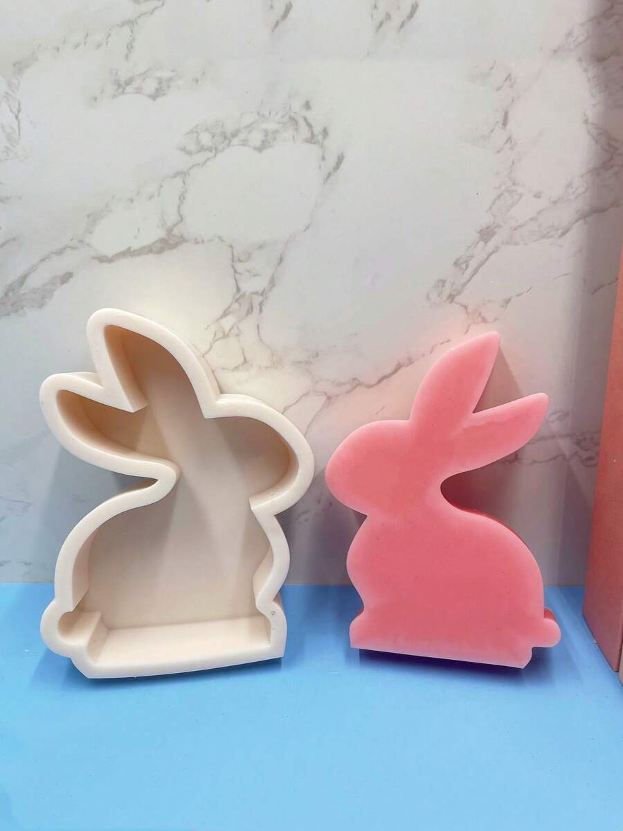 1 molde de silicona para vela con forma de conejo de cola plana de Pascua