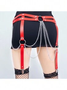 Dây nịt chân bằng da phong cách Punk dành cho nữ, dây nịt đùi kiểu Gothic cho khiêu vũ - A - Xem 14