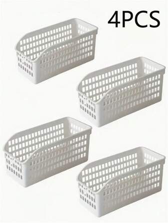 4 pièces Paniers de rangement empilables - Organisateurs en plastique multifonctionnels pour livres, collations et plus - Idéal pour la cuisine, la salle de bain, le salon et le bureau, la décoration, la cuisine, les accessoires de cuisine, les ustensiles de cuisine, l'organisateur de cuisine, l'organisateur de maquillage, les articles de mariage, les décorations florales, les fournitures pour la maison, la table, la décoration d'intérieur, l'organisation et le rangement de la maison, la décoration de la chambre, la rentrée scolaire